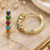 Oro Laminado Huggie Hoop, Gold Filled Style with Multicolor Cubic Zirconia, Polished, Golden Finish, 02.210.0550.4.15