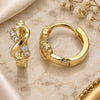 Oro Laminado Huggie Hoop, Gold Filled Style Infinite Design, with White Micro Pave, Polished, Golden Finish, 02.210.0551.15