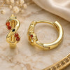 Oro Laminado Huggie Hoop, Gold Filled Style Infinite Design, with Garnet Micro Pave, Polished, Golden Finish, 02.210.0551.1.15