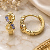 Oro Laminado Huggie Hoop, Gold Filled Style Infinite Design, with Amethyst Micro Pave, Polished, Golden Finish, 02.210.0551.2.15