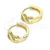 Oro Laminado Huggie Hoop, Gold Filled Style Infinite Design, with Pink Micro Pave, Polished, Golden Finish, 02.210.0551.3.15