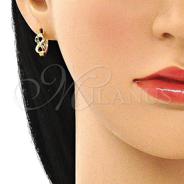 Gold Filled Hoop Earrings — Huggie Hoop Infinite Design with Multicolor Micro Pave — alternate product view — SKU 144611 | Oro Laminado aretes de aro — Huggie Hoop Infinite diseño with Multicolor Micro Pave — SKU 144611
