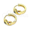 Oro Laminado Huggie Hoop, Gold Filled Style Infinite Design, with Multicolor Micro Pave, Polished, Golden Finish, 02.210.0551.4.15