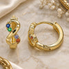Oro Laminado Huggie Hoop, Gold Filled Style Infinite Design, with Multicolor Micro Pave, Polished, Golden Finish, 02.210.0551.4.15