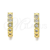 Oro Laminado Huggie Hoop, Gold Filled Style with White Cubic Zirconia, Polished, Golden Finish, 02.210.0553.15