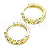 Oro Laminado Huggie Hoop, Gold Filled Style with White Cubic Zirconia, Polished, Golden Finish, 02.210.0553.15