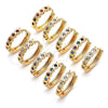 Oro Laminado Huggie Hoop, Gold Filled Style with Multicolor Cubic Zirconia, Polished, Golden Finish, 02.210.0553.4.15