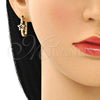 Oro Laminado Huggie Hoop, Gold Filled Style Star Design, with Garnet Cubic Zirconia, Polished, Golden Finish, 02.210.0555.1.15