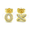 Gold Filled Ring — Stud Earring Initials Design with White Micro Pave — alternate product view — SKU 144636 | Oro Laminado anillo — Stud Earring Initials diseño with blanco Micro Pave — SKU 144636