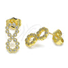 Oro Laminado Stud Earring, Gold Filled Style Infinite Design, with White Cubic Zirconia, Polished, Golden Finish, 02.156.0579