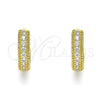 Oro Laminado Huggie Hoop, Gold Filled Style with White Cubic Zirconia, Polished, Golden Finish, 02.210.0557.12