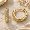 Oro Laminado Huggie Hoop, Gold Filled Style with White Cubic Zirconia, Polished, Golden Finish, 02.210.0557.12
