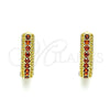 Oro Laminado Huggie Hoop, Gold Filled Style with Garnet Cubic Zirconia, Polished, Golden Finish, 02.210.0557.1.12