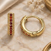 Oro Laminado Huggie Hoop, Gold Filled Style with Garnet Cubic Zirconia, Polished, Golden Finish, 02.210.0557.1.12