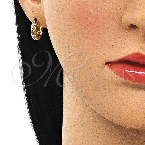 Gold Filled Hoop Earrings — Huggie Hoop with Amethyst Cubic Zirconia Polished 02. — alternate product view — SKU 144648 | Oro Laminado aretes de aro — Huggie Hoop with Amethyst Cubic Zirconia pulido 02. — SKU 144648