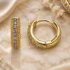 Oro Laminado Huggie Hoop, Gold Filled Style with Amethyst Cubic Zirconia, Polished, Golden Finish, 02.210.0557.2.12