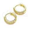 Oro Laminado Huggie Hoop, Gold Filled Style with Pink Cubic Zirconia, Polished, Golden Finish, 02.210.0557.3.12