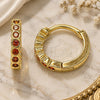 Oro Laminado Huggie Hoop, Gold Filled Style with Garnet Cubic Zirconia, Polished, Golden Finish, 02.210.0558.1.10