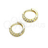 Oro Laminado Huggie Hoop, Gold Filled Style with Amethyst Cubic Zirconia, Polished, Golden Finish, 02.210.0558.2.10