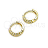 Oro Laminado Huggie Hoop, Gold Filled Style with Pink Cubic Zirconia, Polished, Golden Finish, 02.210.0558.3.10