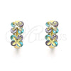 Oro Laminado Huggie Hoop, Gold Filled Style with Blue Topaz and Amethyst Cubic Zirconia, Polished, Golden Finish, 02.210.0559.1.12