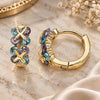Oro Laminado Huggie Hoop, Gold Filled Style with Blue Topaz and Amethyst Cubic Zirconia, Polished, Golden Finish, 02.210.0559.1.12