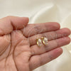 Oro Laminado Huggie Hoop, Gold Filled Style with Pink Cubic Zirconia, Polished, Golden Finish, 02.210.0559.2.12