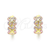 Oro Laminado Huggie Hoop, Gold Filled Style with Pink Cubic Zirconia, Polished, Golden Finish, 02.210.0559.2.12