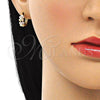 Oro Laminado Huggie Hoop, Gold Filled Style with Multicolor Cubic Zirconia, Polished, Golden Finish, 02.210.0559.3.12