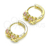 Oro Laminado Huggie Hoop, Gold Filled Style with Multicolor Cubic Zirconia, Polished, Golden Finish, 02.210.0559.3.12