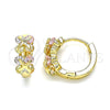 Oro Laminado Huggie Hoop, Gold Filled Style with Multicolor Cubic Zirconia, Polished, Golden Finish, 02.210.0559.3.12