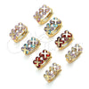 Oro Laminado Huggie Hoop, Gold Filled Style with Multicolor Cubic Zirconia, Polished, Golden Finish, 02.210.0559.3.12