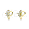 Oro Laminado Huggie Hoop, Gold Filled Style Heart Design, with White Cubic Zirconia, Polished, Golden Finish, 02.210.0561.10