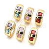 Oro Laminado Huggie Hoop, Gold Filled Style with Garnet Cubic Zirconia, Polished, Golden Finish, 02.210.0563.1.12