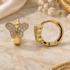 Oro Laminado Huggie Hoop, Gold Filled Style Butterfly Design, with White Micro Pave, Polished, Golden Finish, 02.210.0564.1.10