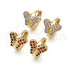 Oro Laminado Huggie Hoop, Gold Filled Style Butterfly Design, with White Micro Pave, Polished, Golden Finish, 02.210.0564.1.10