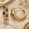 Oro Laminado Huggie Hoop, Gold Filled Style with Garnet Cubic Zirconia and White Micro Pave, Polished, Golden Finish, 02.210.0565.15