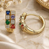 Oro Laminado Huggie Hoop, Gold Filled Style with Multicolor Cubic Zirconia and White Micro Pave, Polished, Golden Finish, 02.210.0565.1.15