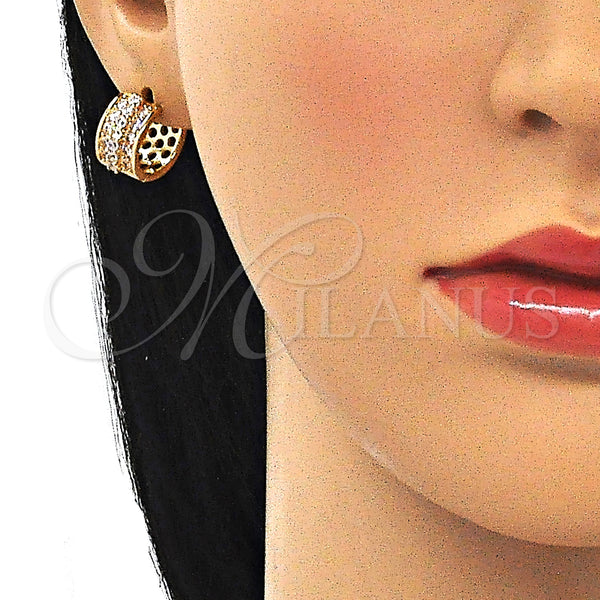 Gold Filled Hoop Earrings — Huggie Hoop with White Cubic Zirconia Polished 02. — alternate product view — SKU 144680 | Oro Laminado aretes de aro — Huggie Hoop with blanco Cubic Zirconia pulido 02. — SKU 144680
