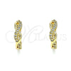 Oro Laminado Huggie Hoop, Gold Filled Style Infinite Design, with White Micro Pave, Polished, Golden Finish, 02.210.0571.12