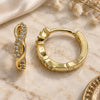 Oro Laminado Huggie Hoop, Gold Filled Style Infinite Design, with White Micro Pave, Polished, Golden Finish, 02.210.0571.12