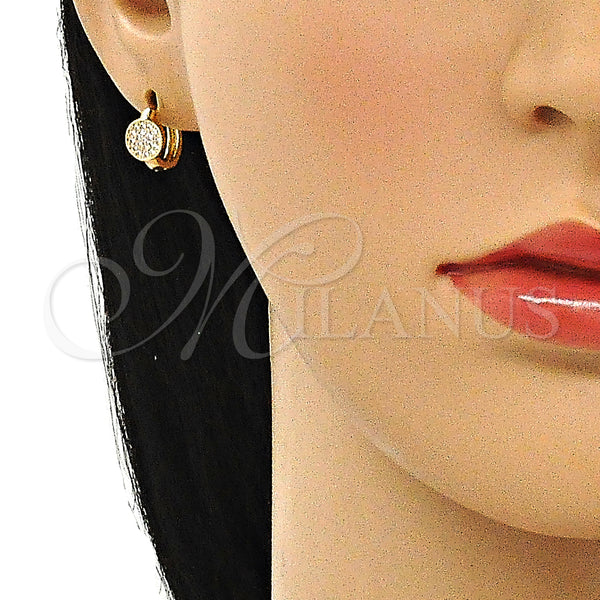 Gold Filled Hoop Earrings — Huggie Hoop with White Micro Pave Polished 02. — alternate product view — SKU 144685 | Oro Laminado aretes de aro — Huggie Hoop with blanco Micro Pave pulido 02. — SKU 144685