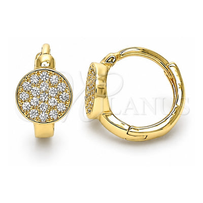 Oro Laminado Huggie Hoop, Gold Filled Style with White Micro Pave, Polished, Golden Finish, 02.210.0574.12