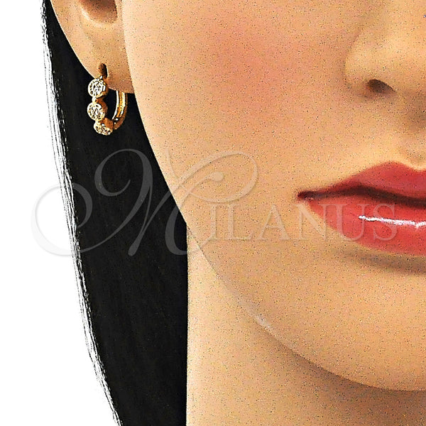 Gold Filled Hoop Earrings — Huggie Hoop with White Micro Pave Polished 02. — alternate product view — SKU 144686 | Oro Laminado aretes de aro — Huggie Hoop with blanco Micro Pave pulido 02. — SKU 144686