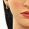Oro Laminado Huggie Hoop, Gold Filled Style with White Micro Pave, Polished, Golden Finish, 02.210.0575.12