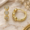 Oro Laminado Huggie Hoop, Gold Filled Style with White Micro Pave, Polished, Golden Finish, 02.210.0575.12