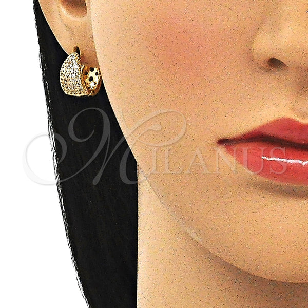 Gold Filled Hoop Earrings — Huggie Hoop with White Micro Pave Polished 02. — alternate product view — SKU 144690 | Oro Laminado aretes de aro — Huggie Hoop with blanco Micro Pave pulido 02. — SKU 144690