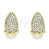 Oro Laminado Huggie Hoop, Gold Filled Style with White Micro Pave, Polished, Golden Finish, 02.210.0579.15