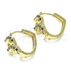 Oro Laminado Huggie Hoop, Gold Filled Style Dolphin Design, with Multicolor Micro Pave, Polished, Golden Finish, 02.210.0587.1.20