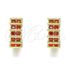 Oro Laminado Huggie Hoop, Gold Filled Style with Garnet Cubic Zirconia, Polished, Golden Finish, 02.210.0589.12